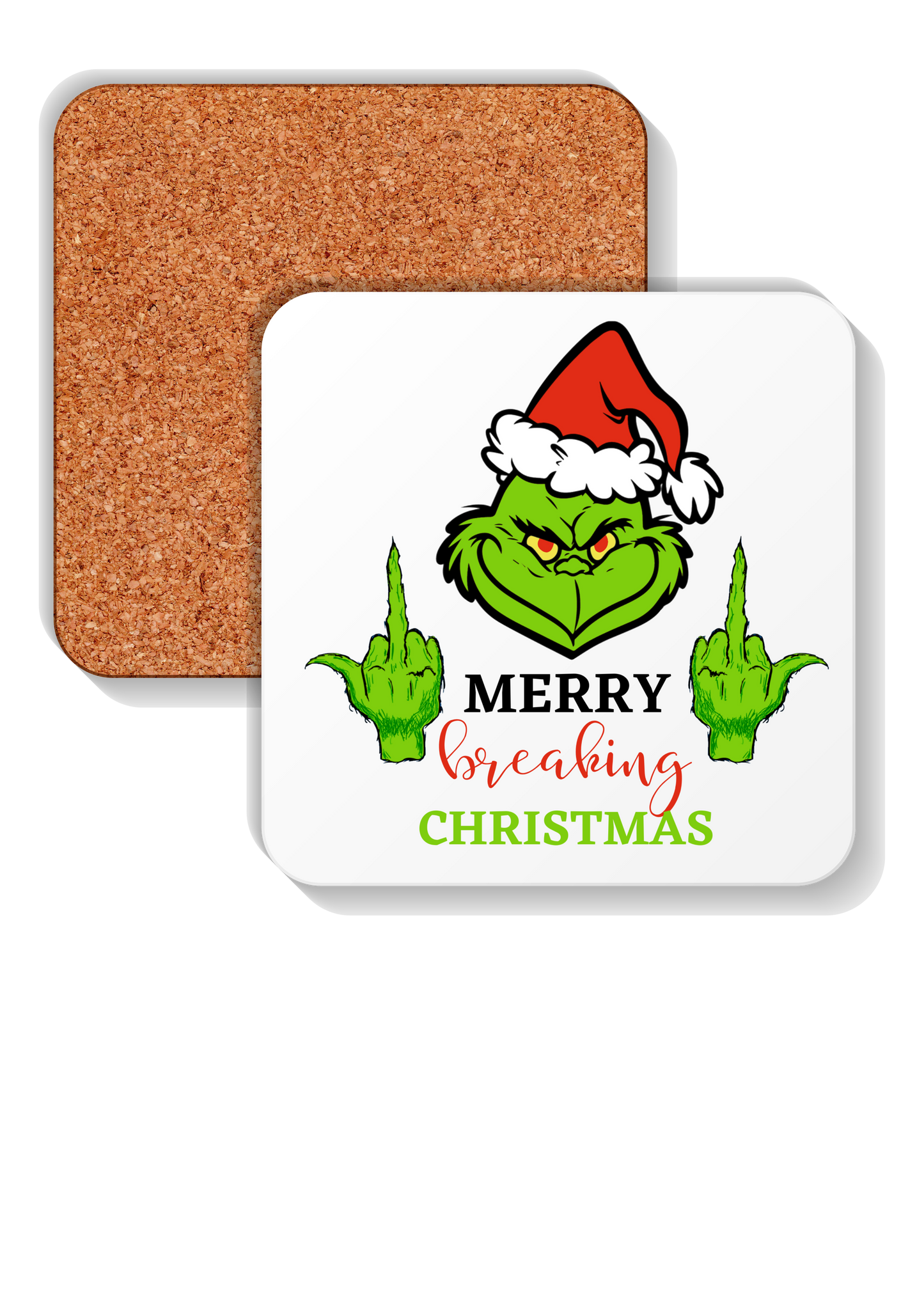 Grinch Merry Freaking Christmas coasters set of 4 with cork backing