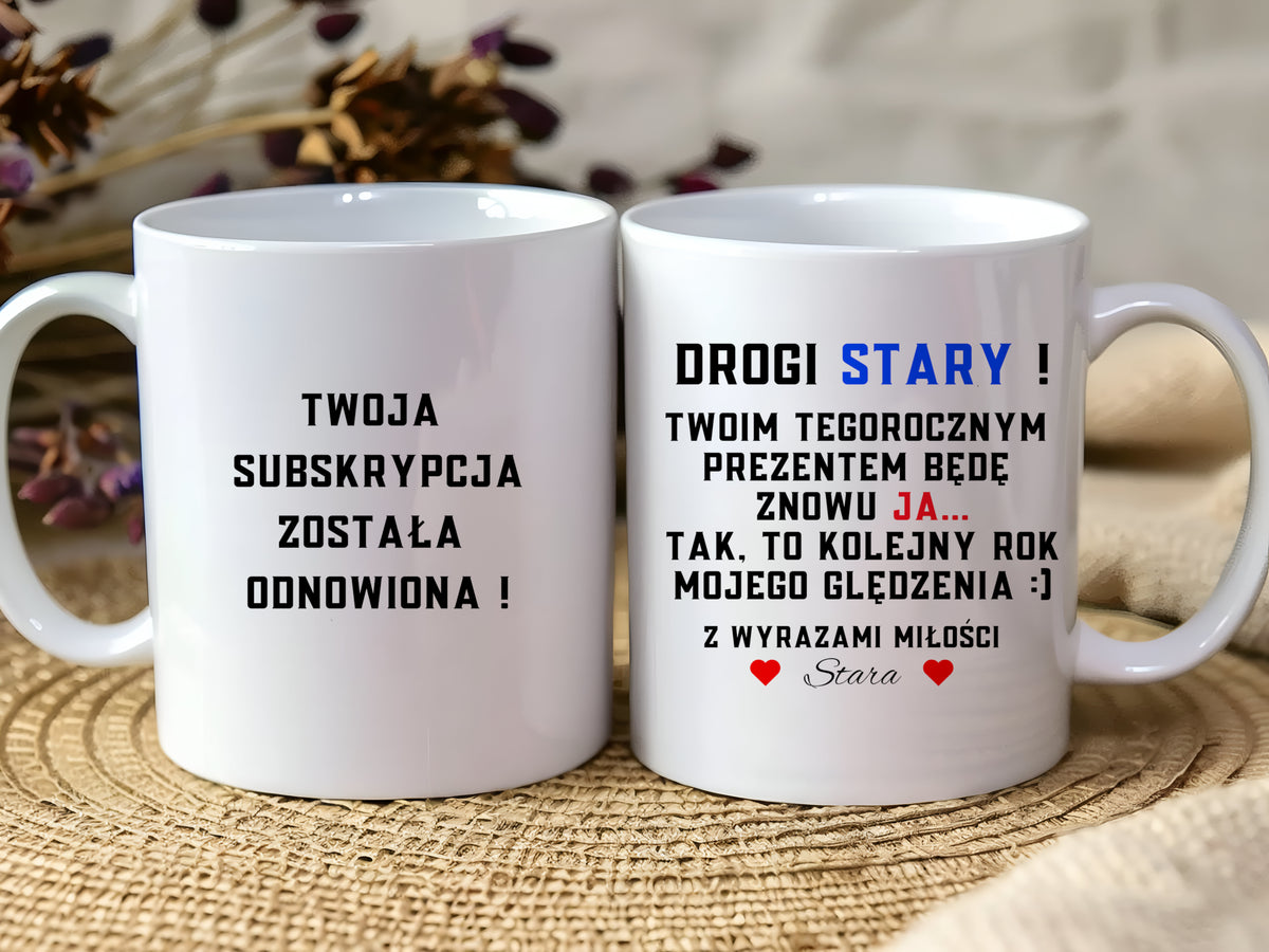 Kubek Drogi Stary Twoja subskrypcja została odnowiona z nadrukiem po obu stronach