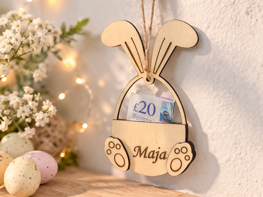 Wooden Easter bunny for money