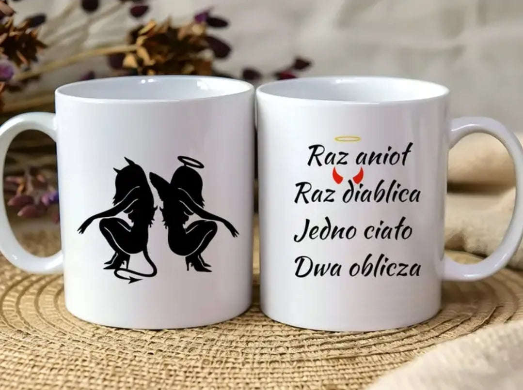 Kubek Raz anioł raz diablica