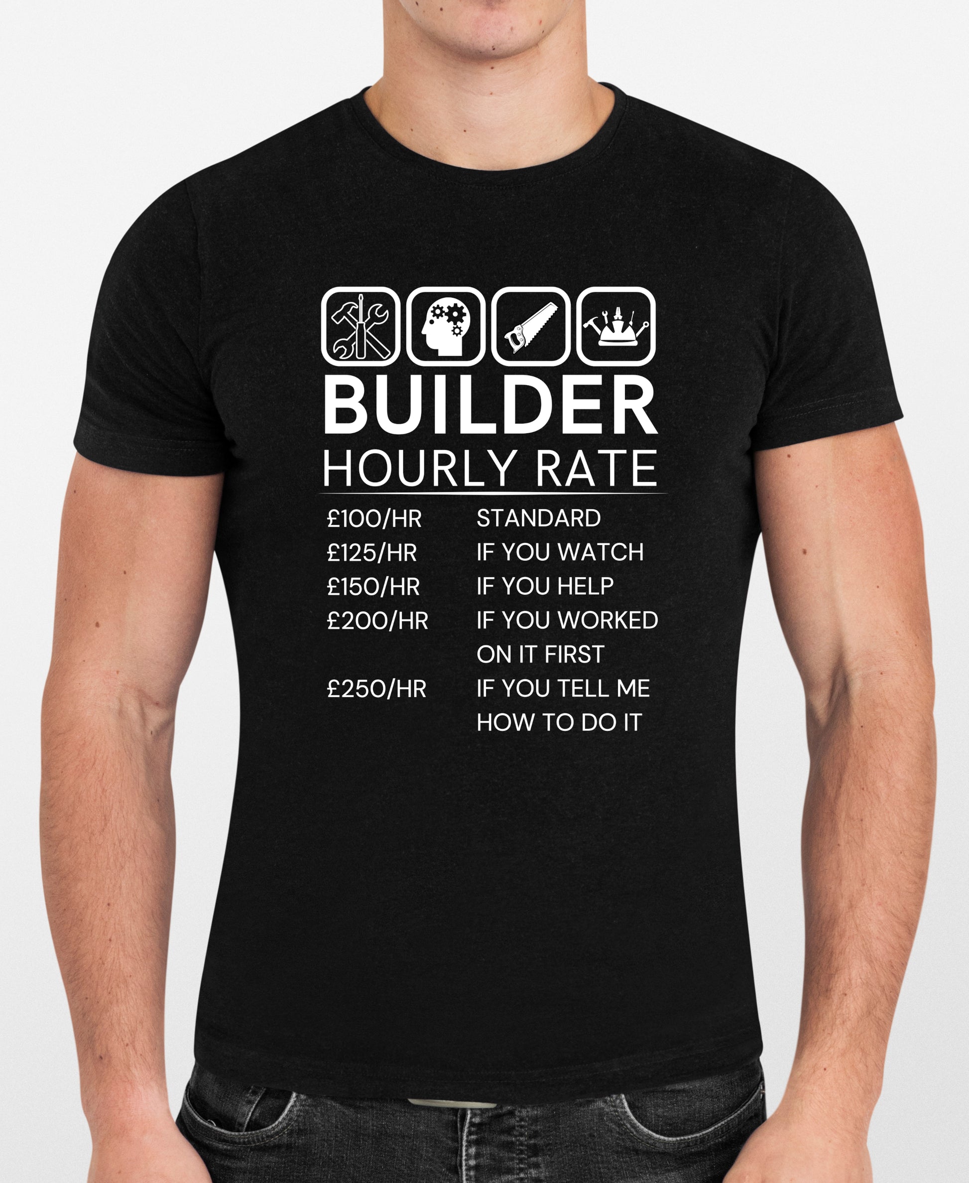 Builder Hourly Rate funny T-shirt for builders and tradesmen
