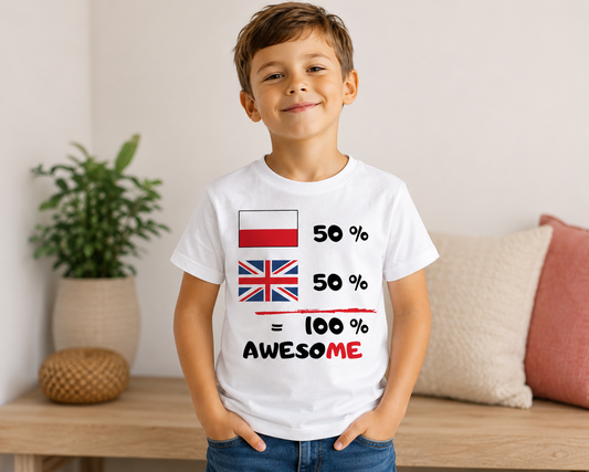 Half Polish Half British 100% Awesome Kids T-Shirt