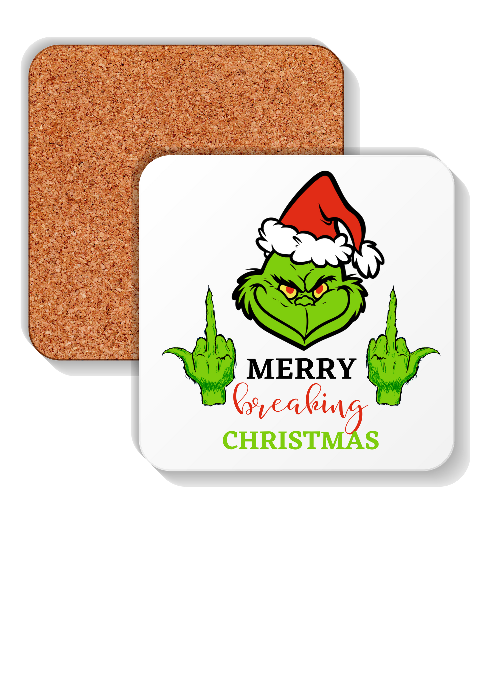 Grinch Merry Freaking Christmas coasters set of 4 with cork backing