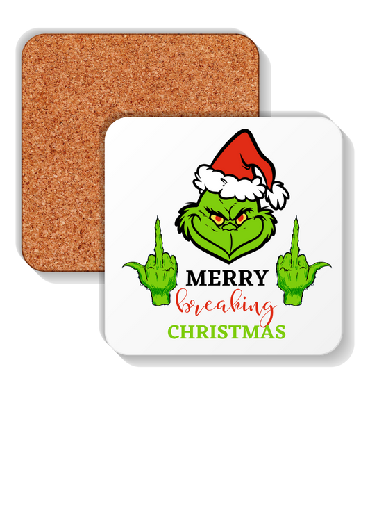 Grinch Merry Freaking Christmas coasters set of 4 with cork backing