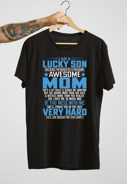 I Am a Lucky Son men's cotton T-shirt