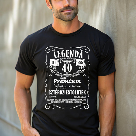 Personalizowana koszulka męska LEGENDA z wiekiem i rokiem urodzenia