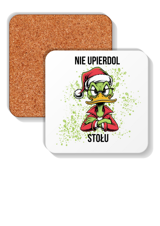 Śmieszne podkładki świąteczne z kaczką Nie Upierdol Stołu – zestaw 4 szt.