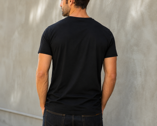 Back view of Super Dad black T-shirt