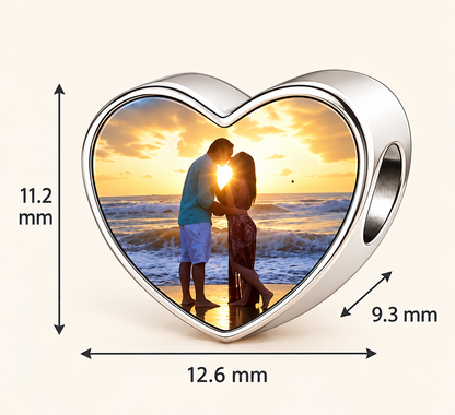 Wymiary personalizowanej zawieszki serce ze zdjęciem 12,6 x 11,2 mm